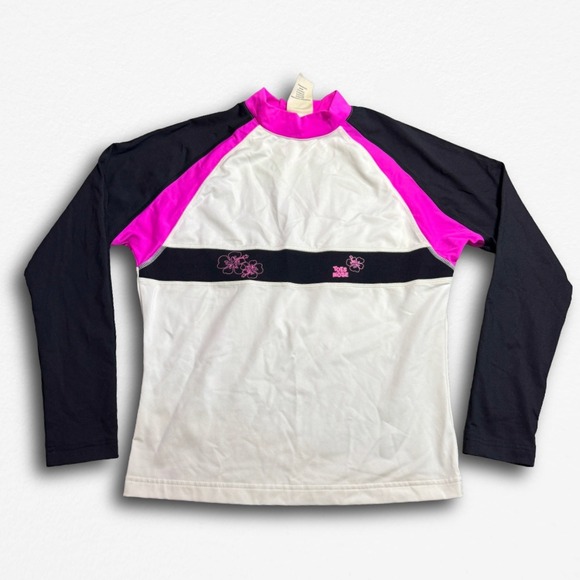 Toes On The Nose Other - Toes on the Nose Kids XL Rash Guard Long Sleeve‎ Swim Shirt Pink White Black